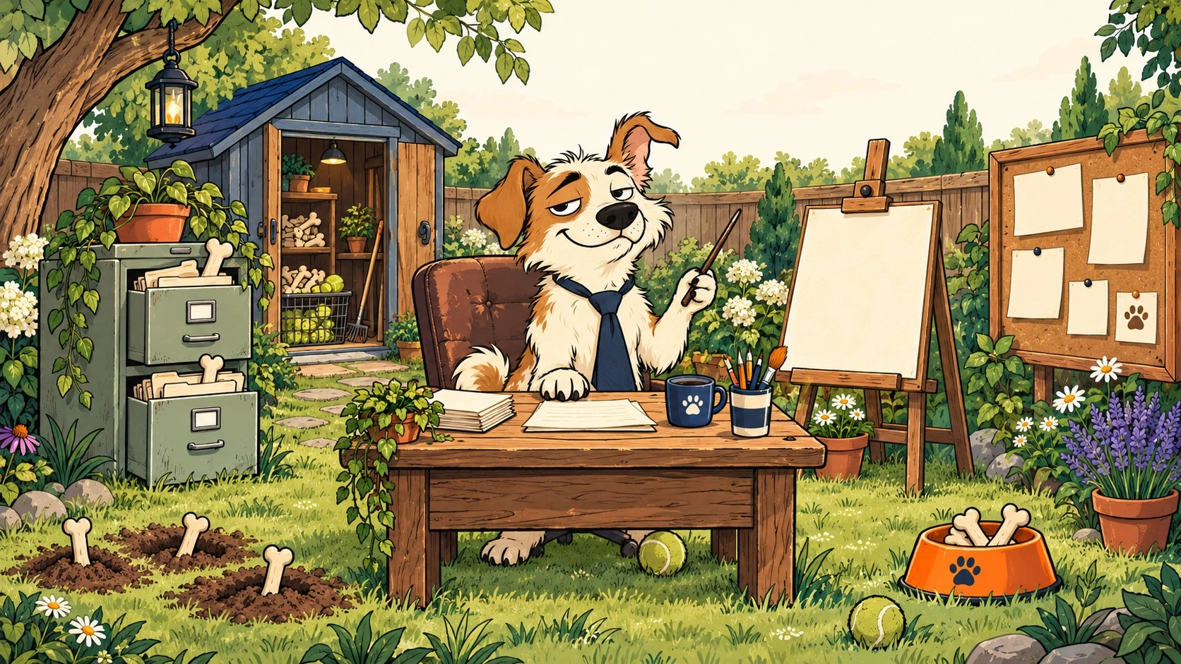 Borkley’s illustrated backyard office